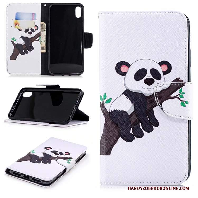 Custodia iPhone Xs Max Folio Marchio Di Tendenzatelefono, Cover iPhone Xs Max Pelle Bianco