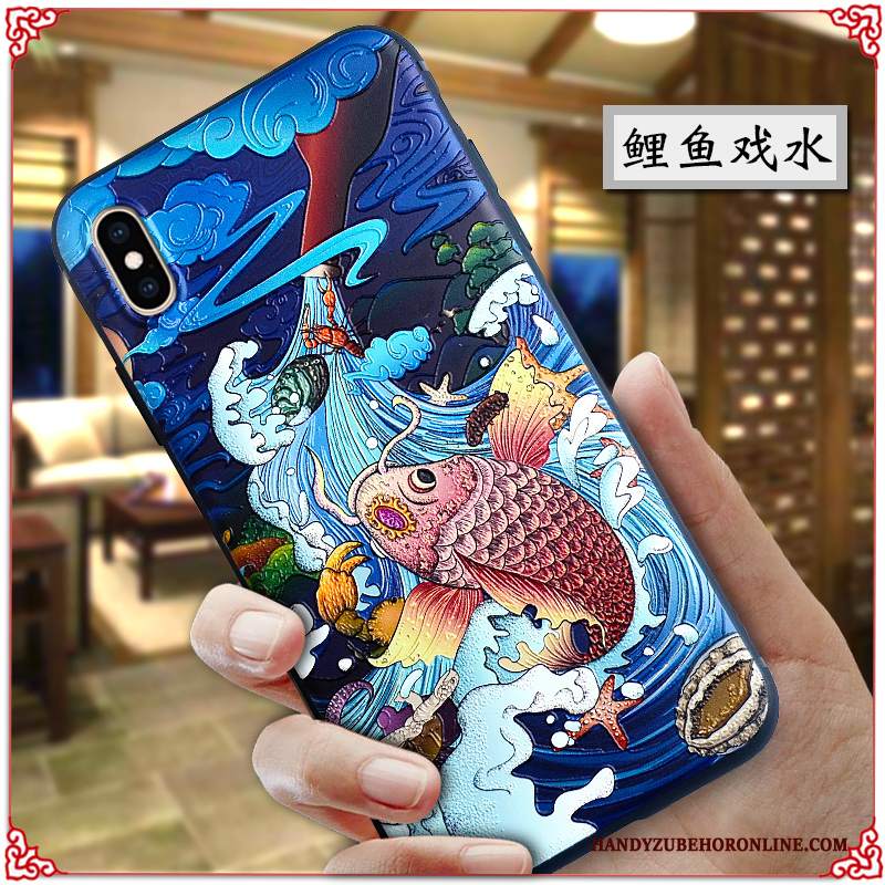 Custodia iPhone Xs Max Goffratura Di Personalità Tutto Incluso, Cover iPhone Xs Max Creativo Stile Cinese Anti-caduta