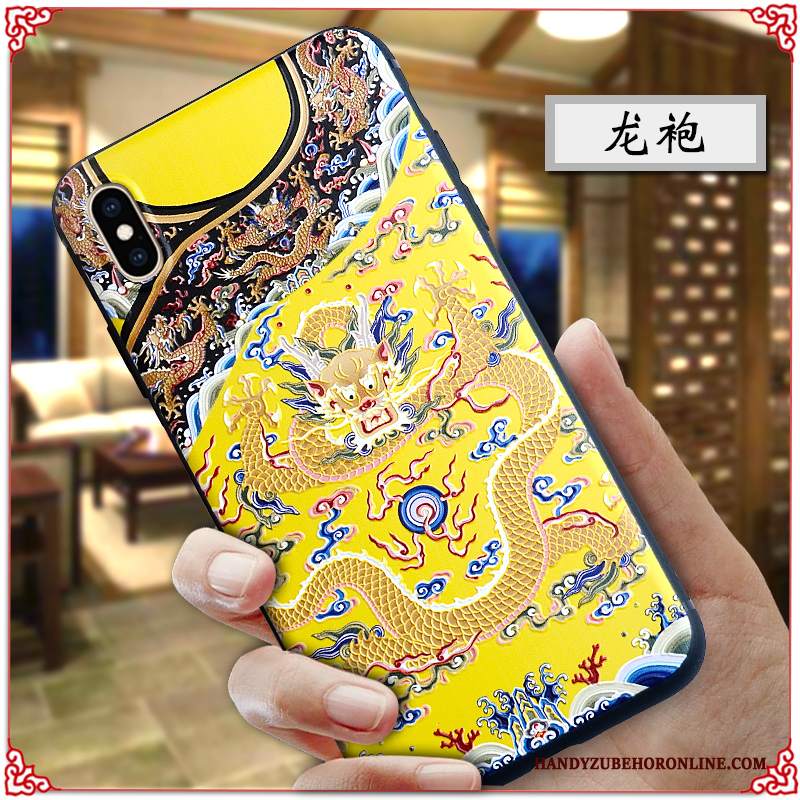 Custodia iPhone Xs Max Goffratura Di Personalità Tutto Incluso, Cover iPhone Xs Max Creativo Stile Cinese Anti-caduta