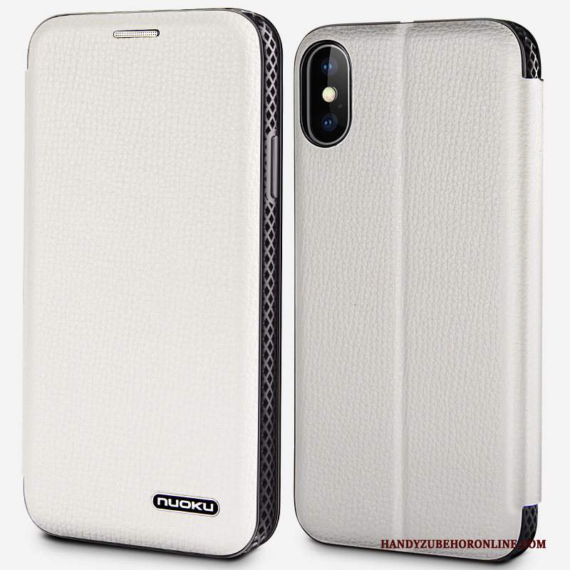 Custodia iPhone Xs Max Pelle Anti-caduta Tutto Incluso, Cover iPhone Xs Max Folio Biancotelefono