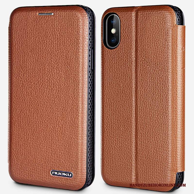 Custodia iPhone Xs Max Pelle Anti-caduta Tutto Incluso, Cover iPhone Xs Max Folio Biancotelefono