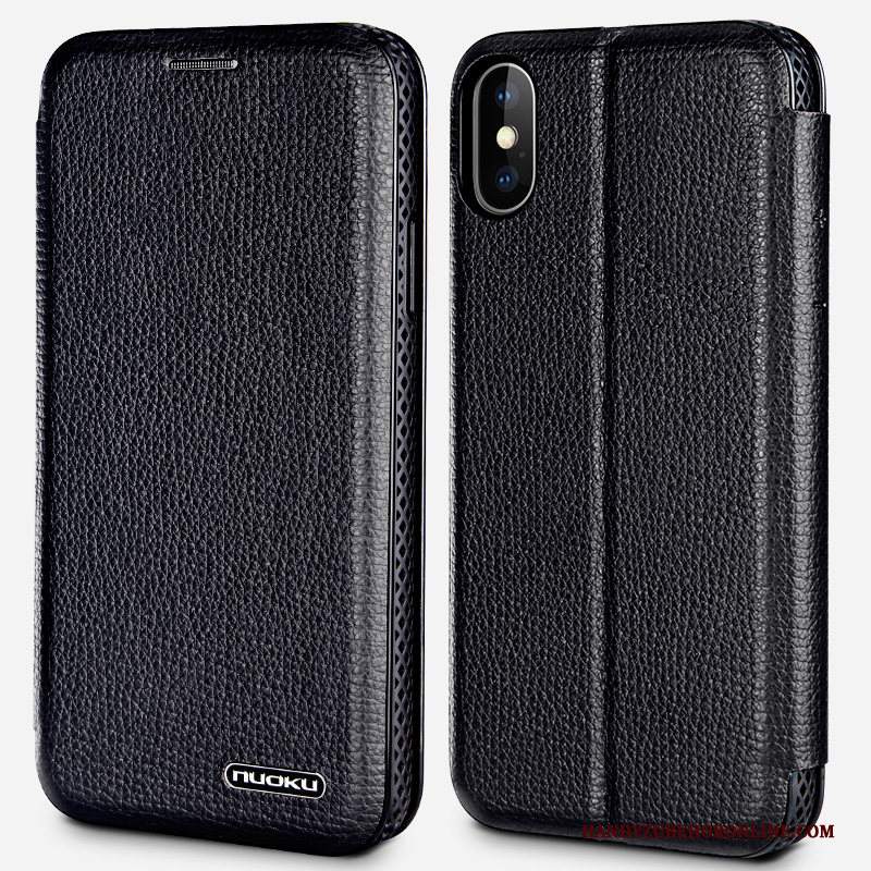 Custodia iPhone Xs Max Pelle Anti-caduta Tutto Incluso, Cover iPhone Xs Max Folio Biancotelefono