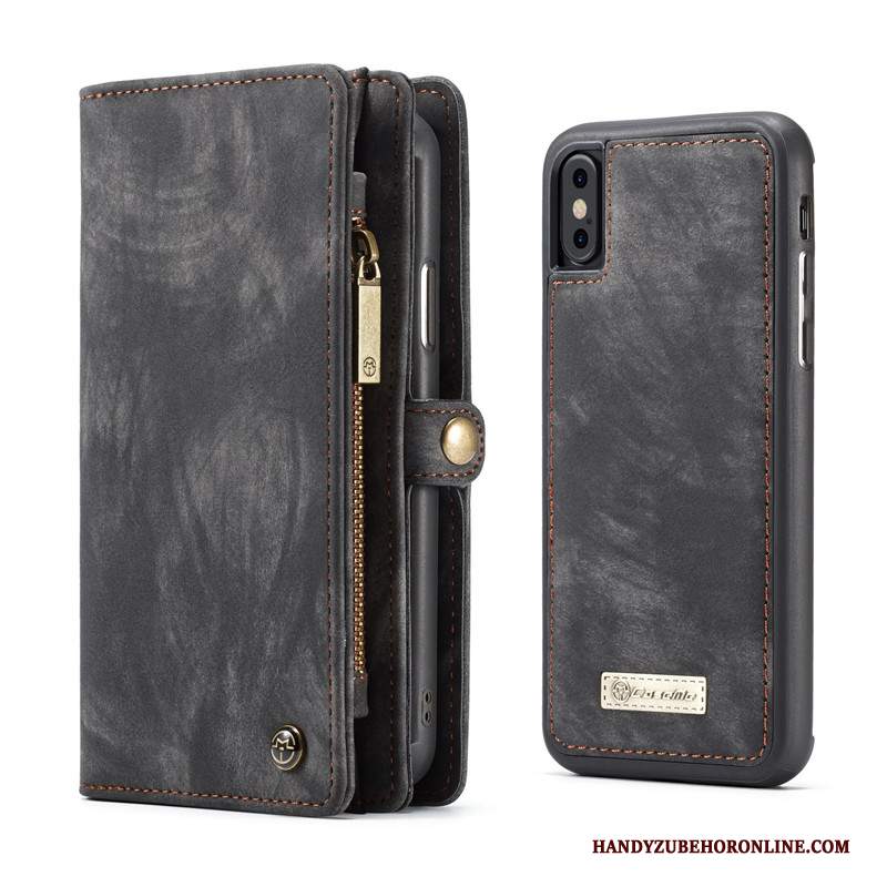 Custodia iPhone Xs Max Pelle Borse Carta Anti-caduta, Cover iPhone Xs Max Portafoglio Telefono