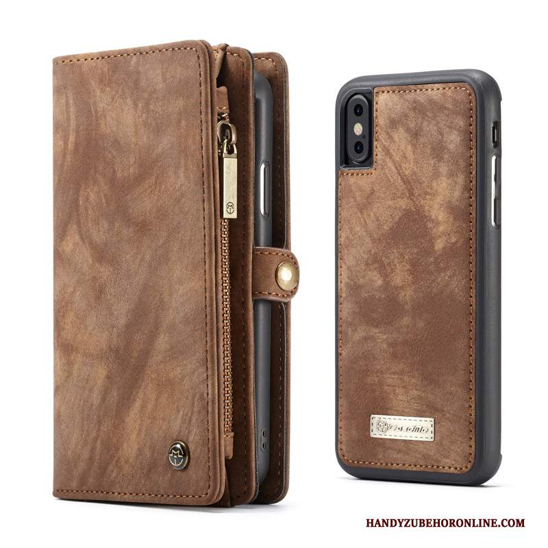 Custodia iPhone Xs Max Pelle Borse Carta Anti-caduta, Cover iPhone Xs Max Portafoglio Telefono