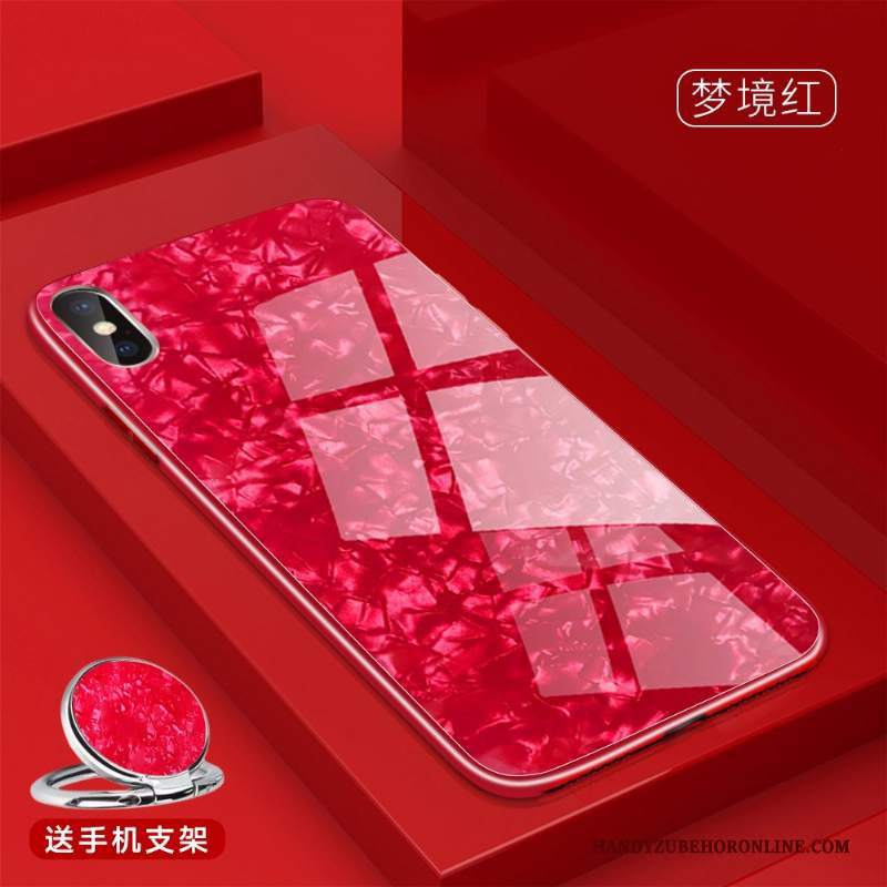 Custodia iPhone Xs Max Tutto Incluso Marchio Di Tendenza, Cover iPhone Xs Max Rosso Vetro