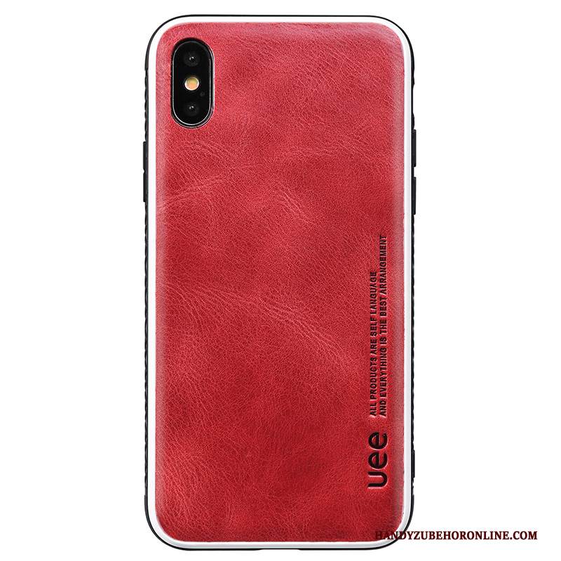 Custodia iPhone Xs Pelle Di Personalità Nuovo, Cover iPhone Xs Creativo Telefono Rosso