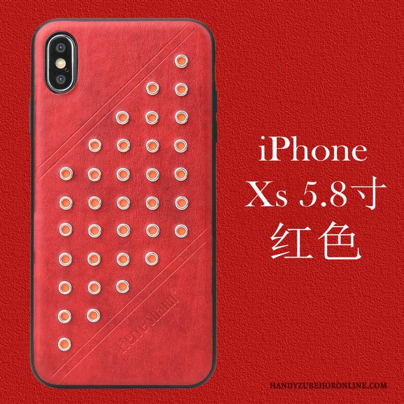 Custodia iPhone Xs Pelle Telefono Elegante, Cover iPhone Xs Protezione Rosso Europa