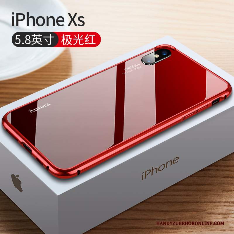 Custodia iPhone Xs Rosso Tendenza, Cover iPhone Xs Metallo Net Red