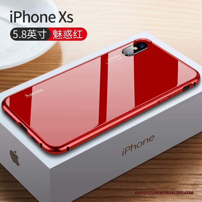 Custodia iPhone Xs Rosso Tendenza, Cover iPhone Xs Metallo Net Red