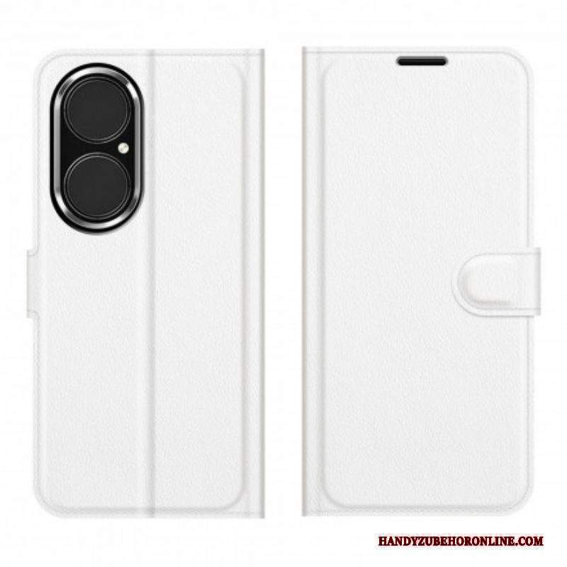 Custodia in pelle Huawei P50 Stile Classico In Pelle Litchi