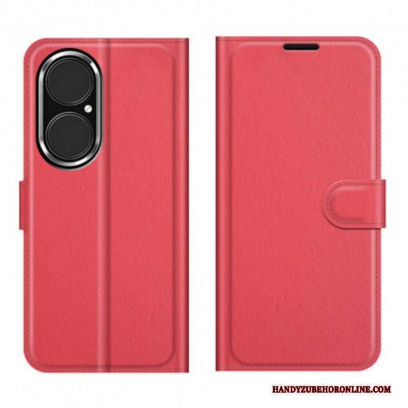 Custodia in pelle Huawei P50 Stile Classico In Pelle Litchi