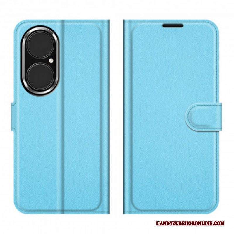 Custodia in pelle Huawei P50 Stile Classico In Pelle Litchi