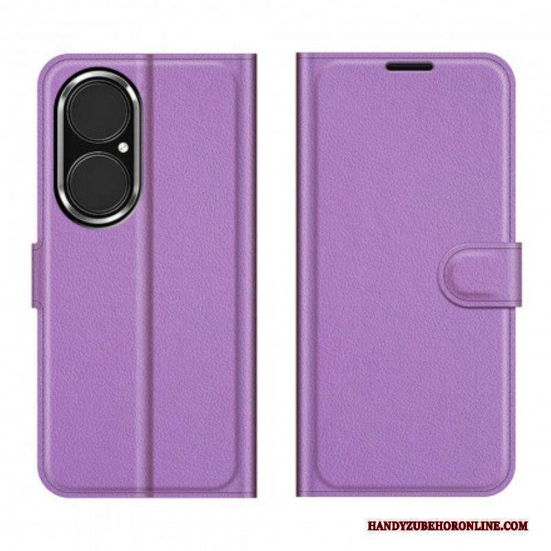 Custodia in pelle Huawei P50 Stile Classico In Pelle Litchi