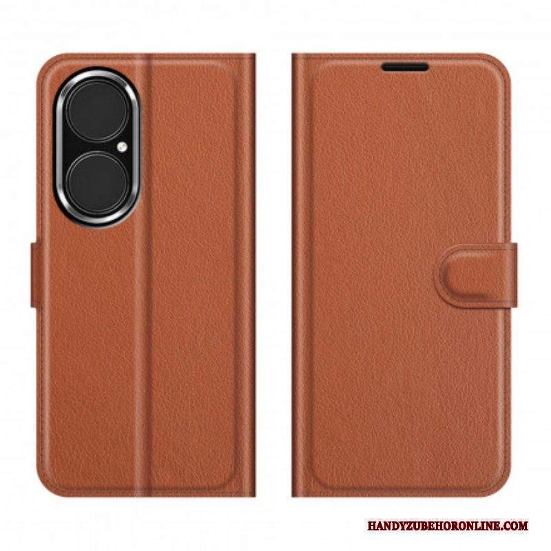 Custodia in pelle Huawei P50 Stile Classico In Pelle Litchi