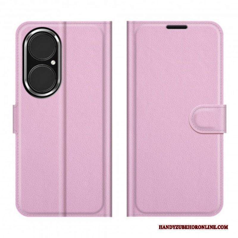 Custodia in pelle Huawei P50 Stile Classico In Pelle Litchi