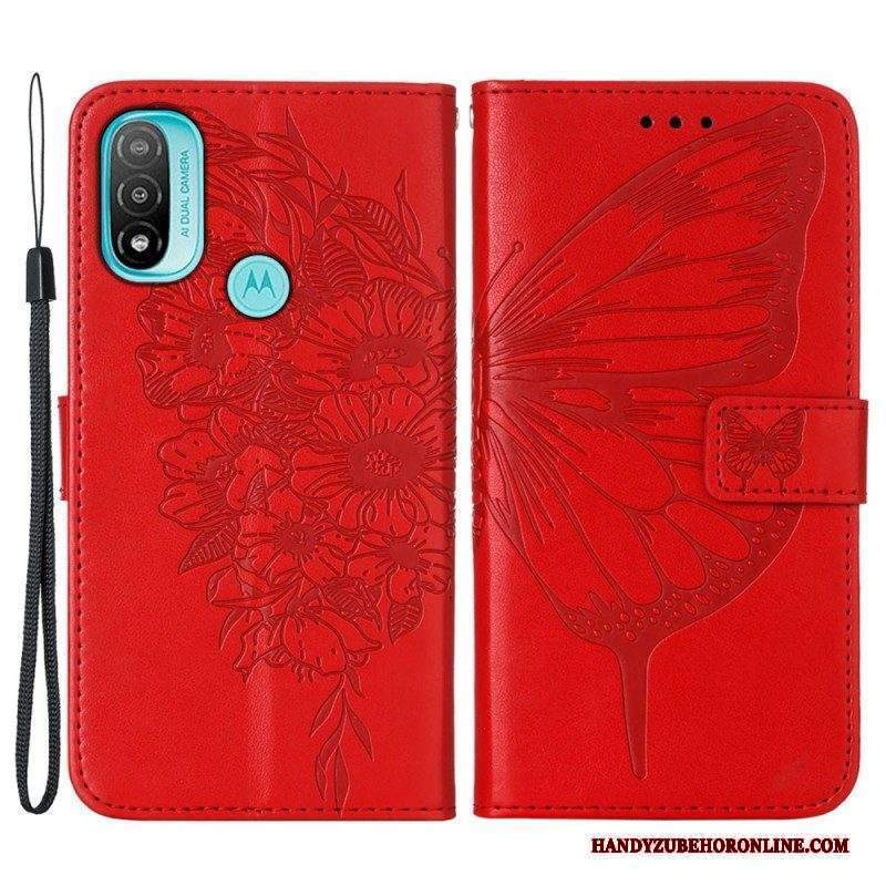 Custodia in pelle Moto E40 / E30 / E20 Disegno Farfalla