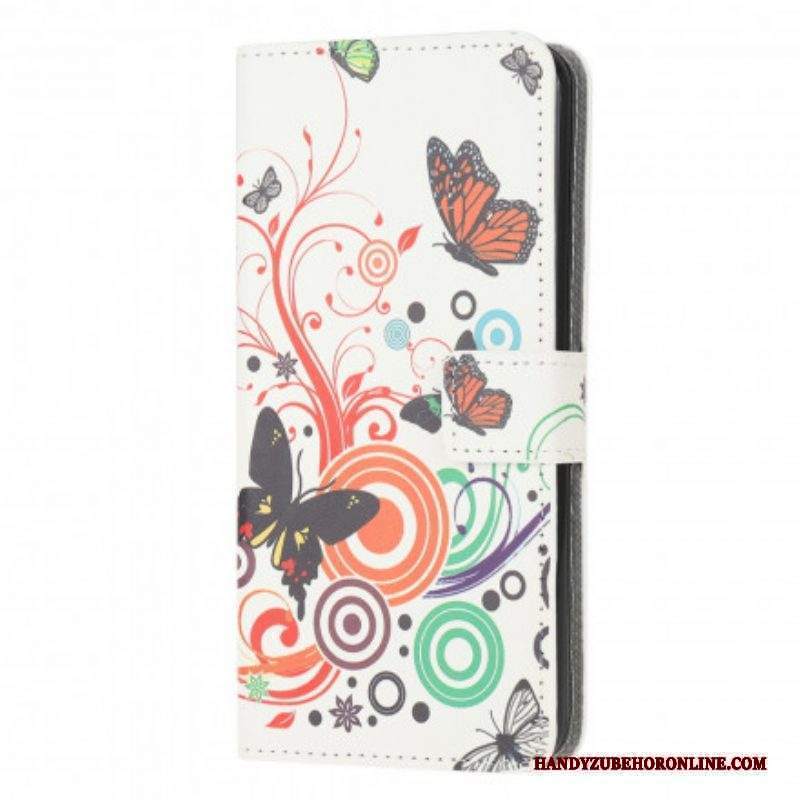 Custodia in pelle Moto G50 Farfalle E Fiori