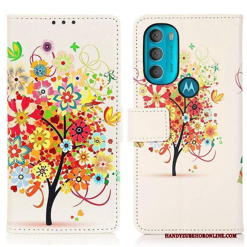 Custodia in pelle Moto G71 5G Albero In Fiore