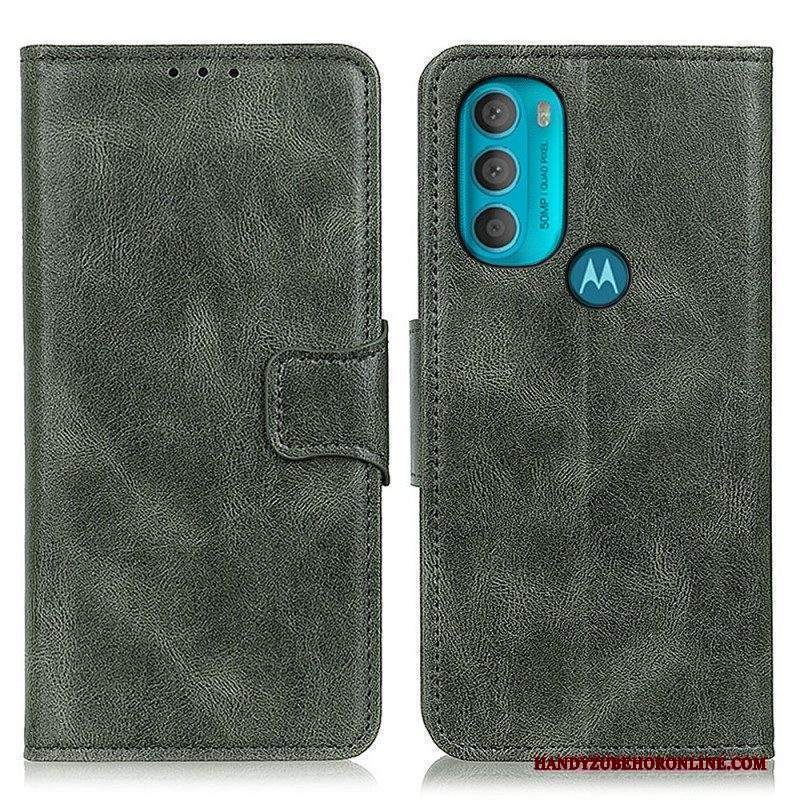 Custodia in pelle Moto G71 5G Chiusura Reversibile Effetto Pelle