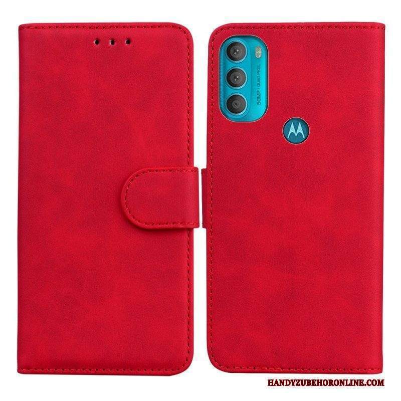 Custodia in pelle Moto G71 5G Effetto Pelle Monocromatica