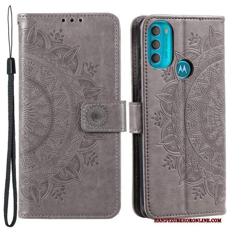 Custodia in pelle Moto G71 5G Mandala Del Sole