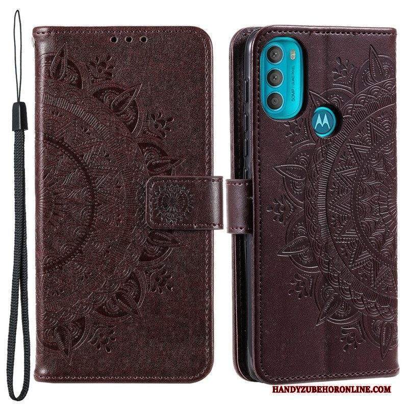 Custodia in pelle Moto G71 5G Mandala Del Sole