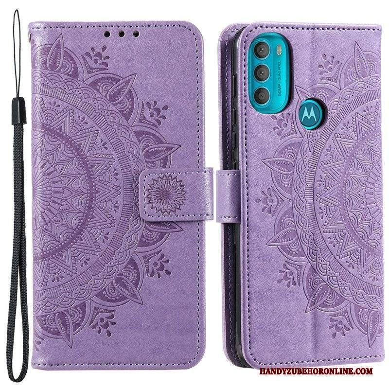 Custodia in pelle Moto G71 5G Mandala Del Sole