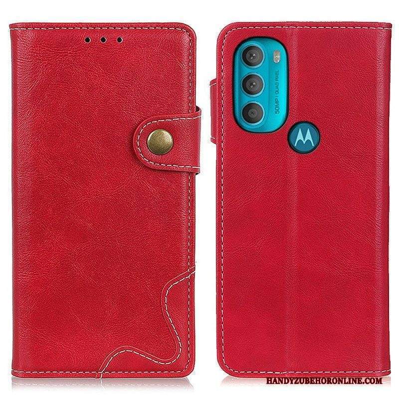 Custodia in pelle Moto G71 5G Pulsante Di Cucito Artistico