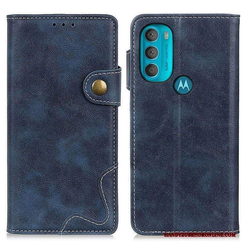 Custodia in pelle Moto G71 5G Pulsante Di Cucito Artistico