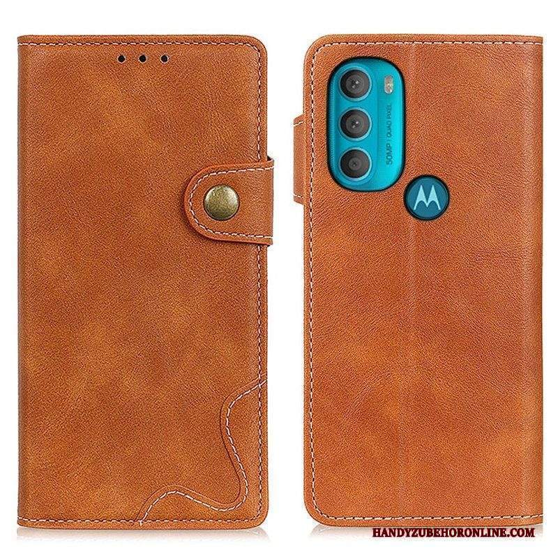 Custodia in pelle Moto G71 5G Pulsante Di Cucito Artistico