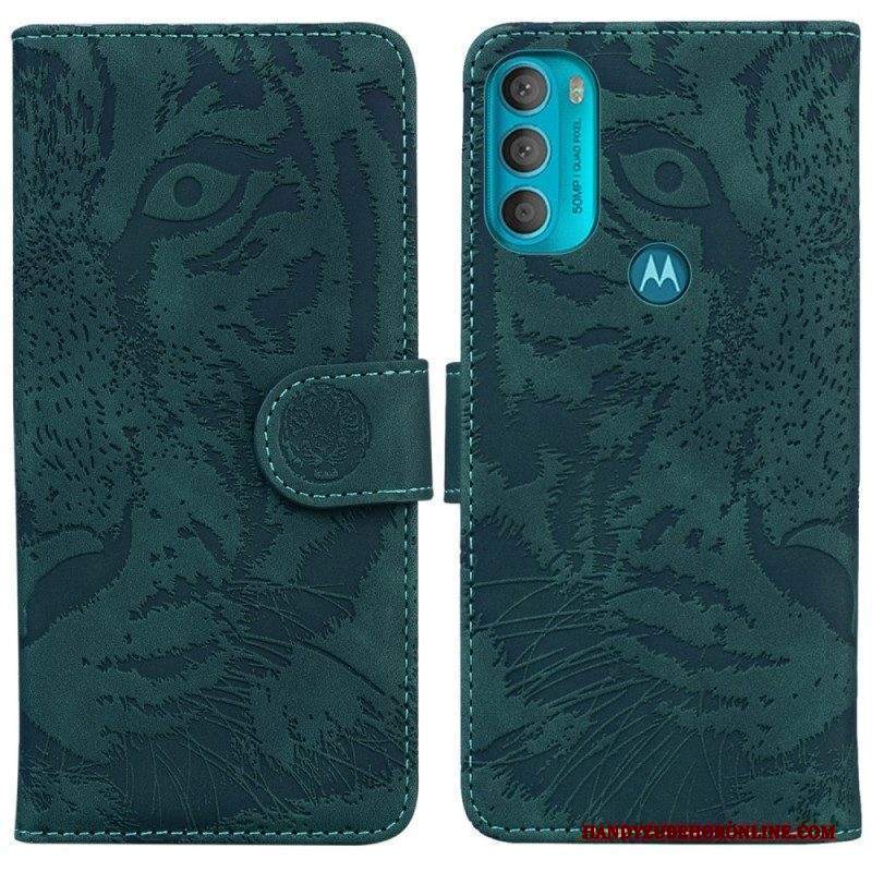 Custodia in pelle Moto G71 5G Stampa Faccia Di Tigre