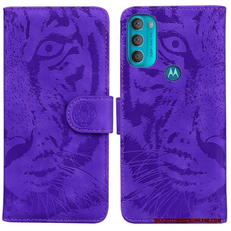 Custodia in pelle Moto G71 5G Stampa Faccia Di Tigre