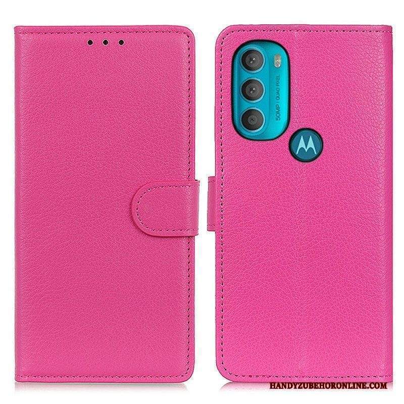 Custodia in pelle Moto G71 5G Tradizionalmente Litchi