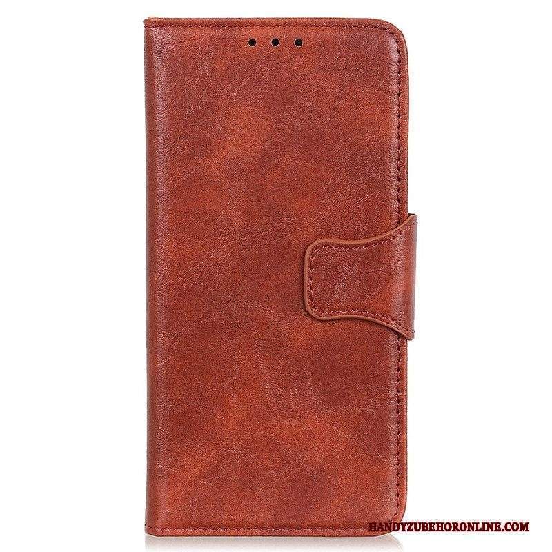 Custodia in pelle Moto G73 5G Chiusura Reversibile In Pelle Crosta