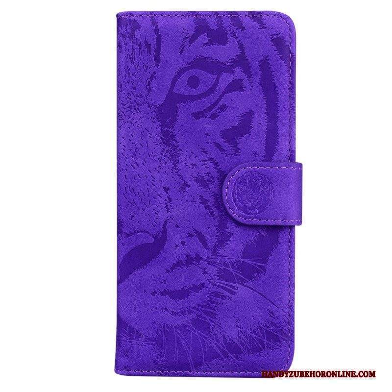 Custodia in pelle Moto G73 5G Impronta Di Tigre