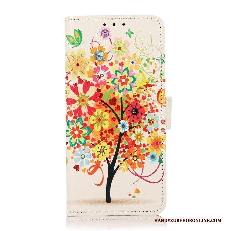 Custodia in pelle Samsung Galaxy A13 5G / A04s Albero In Fiore