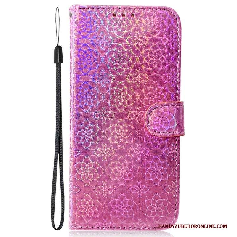 Custodia in pelle Samsung Galaxy A13 Strappy Fiori Psichedelici