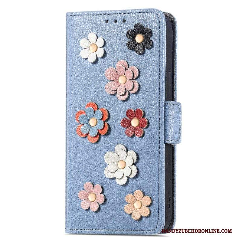 Custodia in pelle Samsung Galaxy A14 / A14 5G Fiori Decorativi