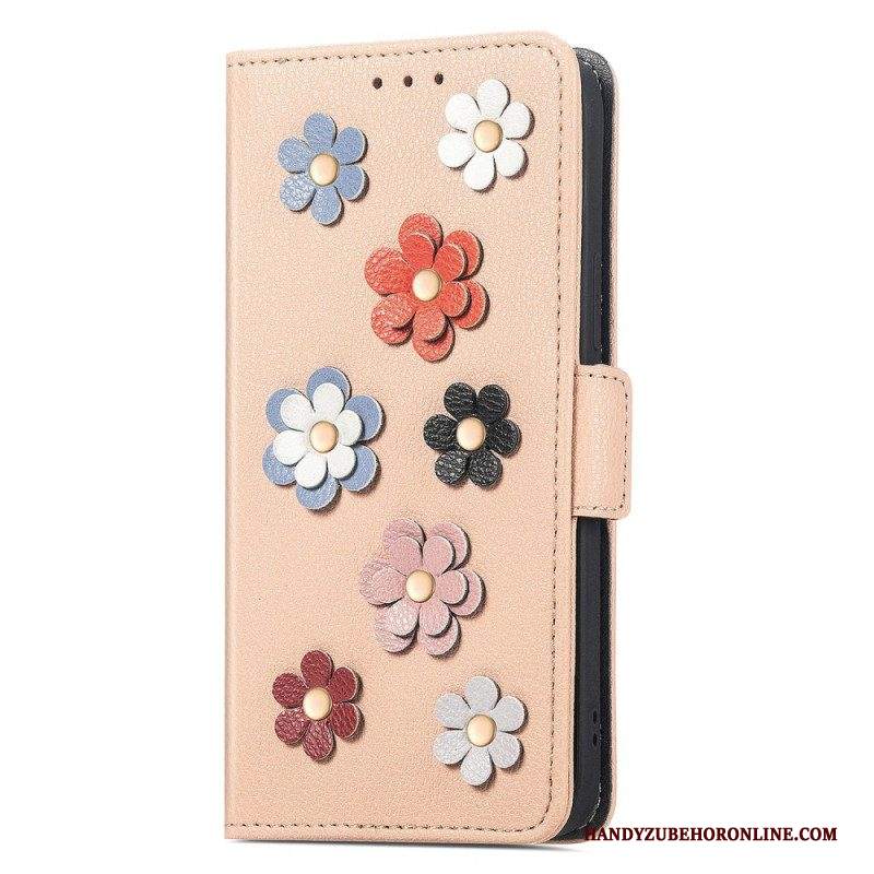 Custodia in pelle Samsung Galaxy A14 / A14 5G Fiori Decorativi