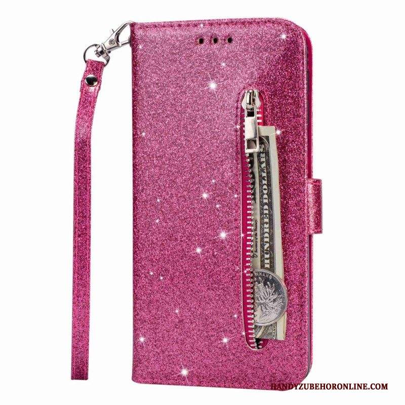 Custodia in pelle Samsung Galaxy A14 / A14 5G Stile Glitter Paillettes