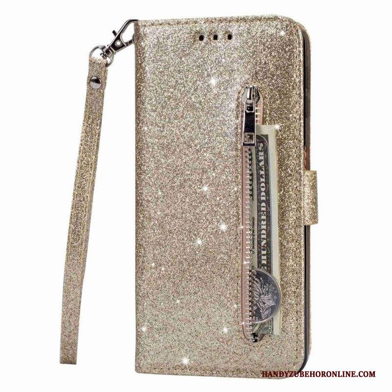 Custodia in pelle Samsung Galaxy A14 / A14 5G Stile Glitter Paillettes