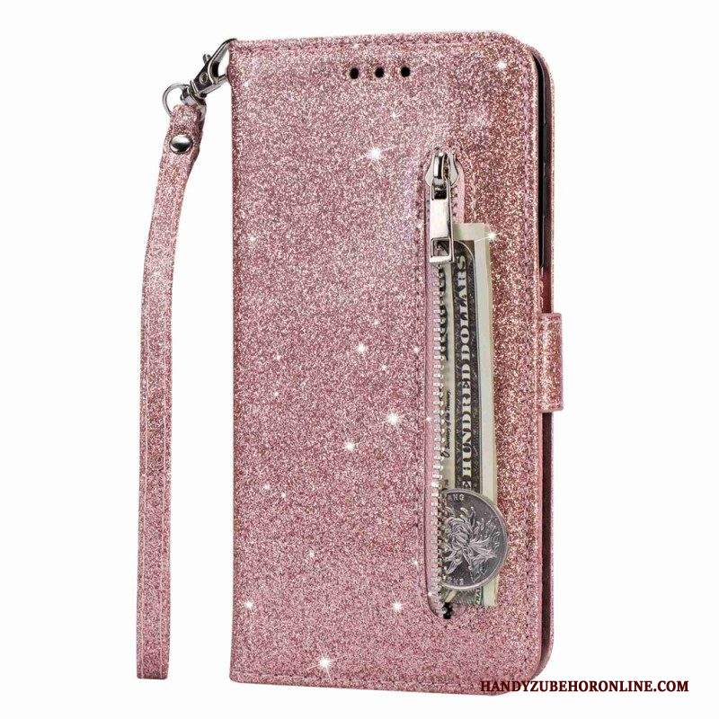 Custodia in pelle Samsung Galaxy A14 / A14 5G Stile Glitter Paillettes