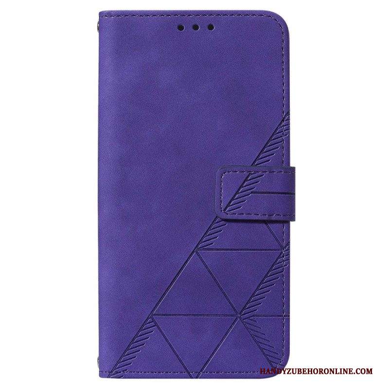 Custodia in pelle Samsung Galaxy A14 / A14 5G Triangoli Con Cordino