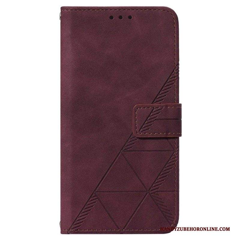 Custodia in pelle Samsung Galaxy A14 / A14 5G Triangoli Con Cordino