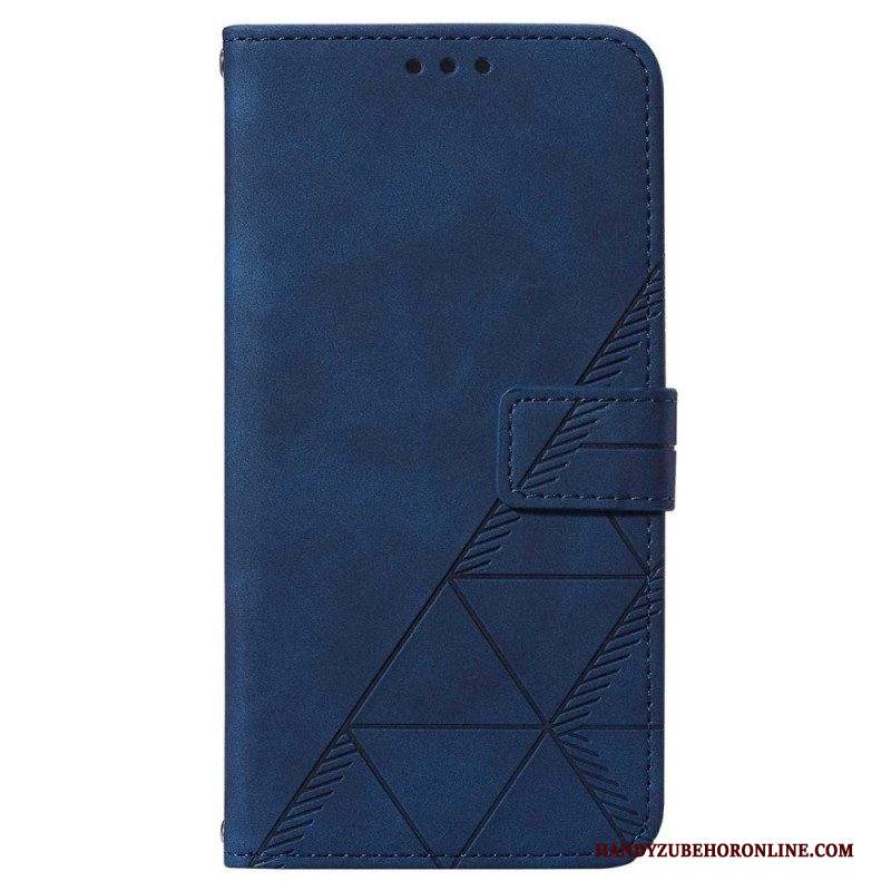 Custodia in pelle Samsung Galaxy A14 / A14 5G Triangoli Con Cordino