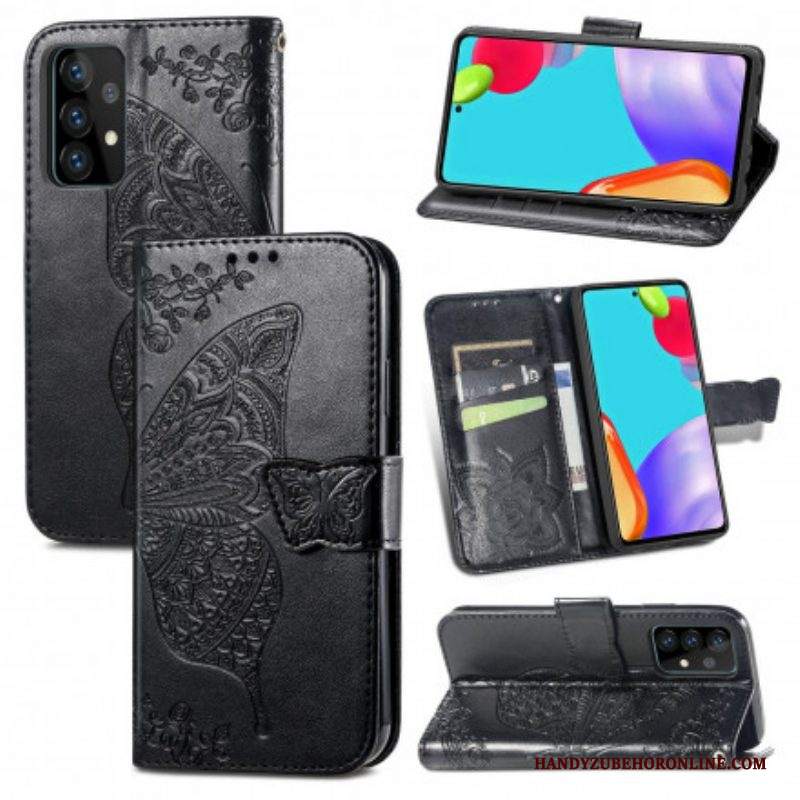 Custodia in pelle Samsung Galaxy A52 4G / A52 5G / A52s 5G Mezze Farfalle