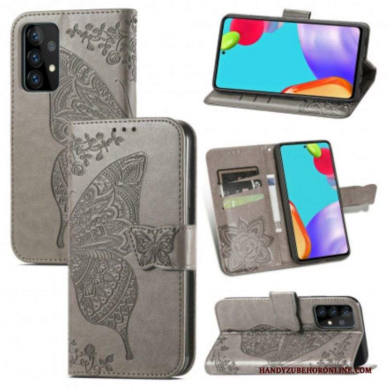 Custodia in pelle Samsung Galaxy A52 4G / A52 5G / A52s 5G Mezze Farfalle