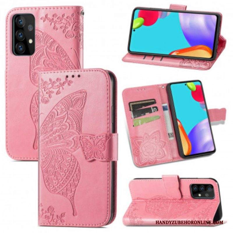 Custodia in pelle Samsung Galaxy A52 4G / A52 5G / A52s 5G Mezze Farfalle