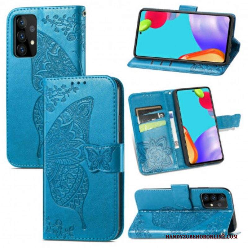 Custodia in pelle Samsung Galaxy A52 4G / A52 5G / A52s 5G Mezze Farfalle