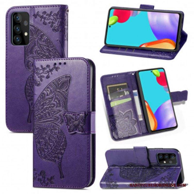 Custodia in pelle Samsung Galaxy A52 4G / A52 5G / A52s 5G Mezze Farfalle